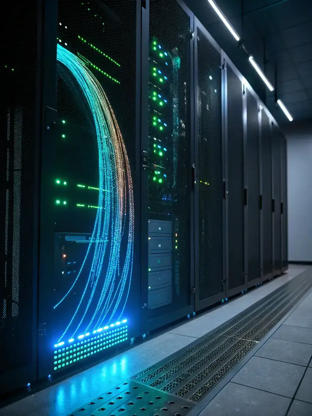 A visual representation of data flowing seamlessly between various communication channels, managed and optimized by AI.