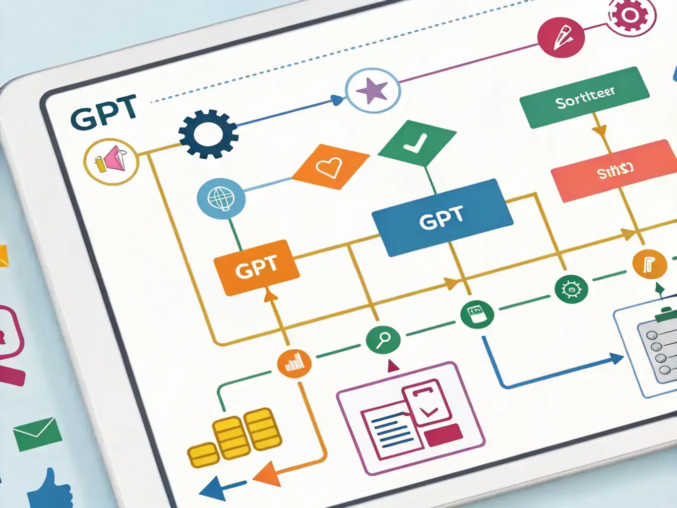 An infographic illustrating the process of automated content generation, from initial data input to the final output of engaging and relevant content.