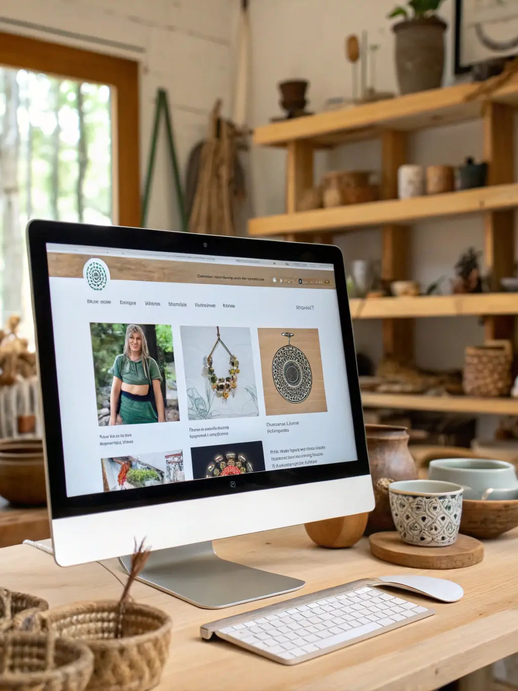A visually appealing AI-generated website design tailored for an Eswatini-based craft business, emphasizing the ease of creating a professional online presence.