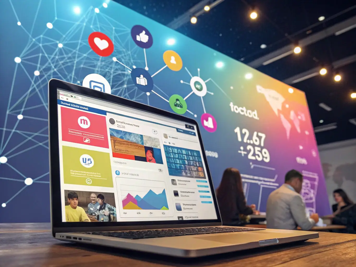 An image depicting a social media analytics dashboard, showcasing engagement metrics and audience demographics, illustrating the power of data-driven insights.